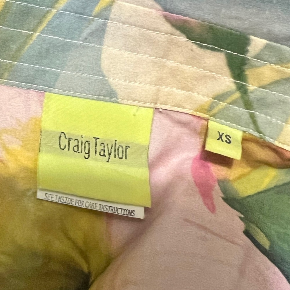 Craig Taylor Tropical Floral Shirt Dress Art To Wear Resort Cottagecore XS - Picture 5 of 9